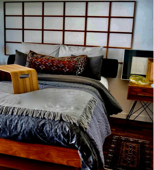 LARGE HANDMADE SOLID TEAK BEVELLED TRELLIS/HEADBOARD/ ART PIECE/FRAME