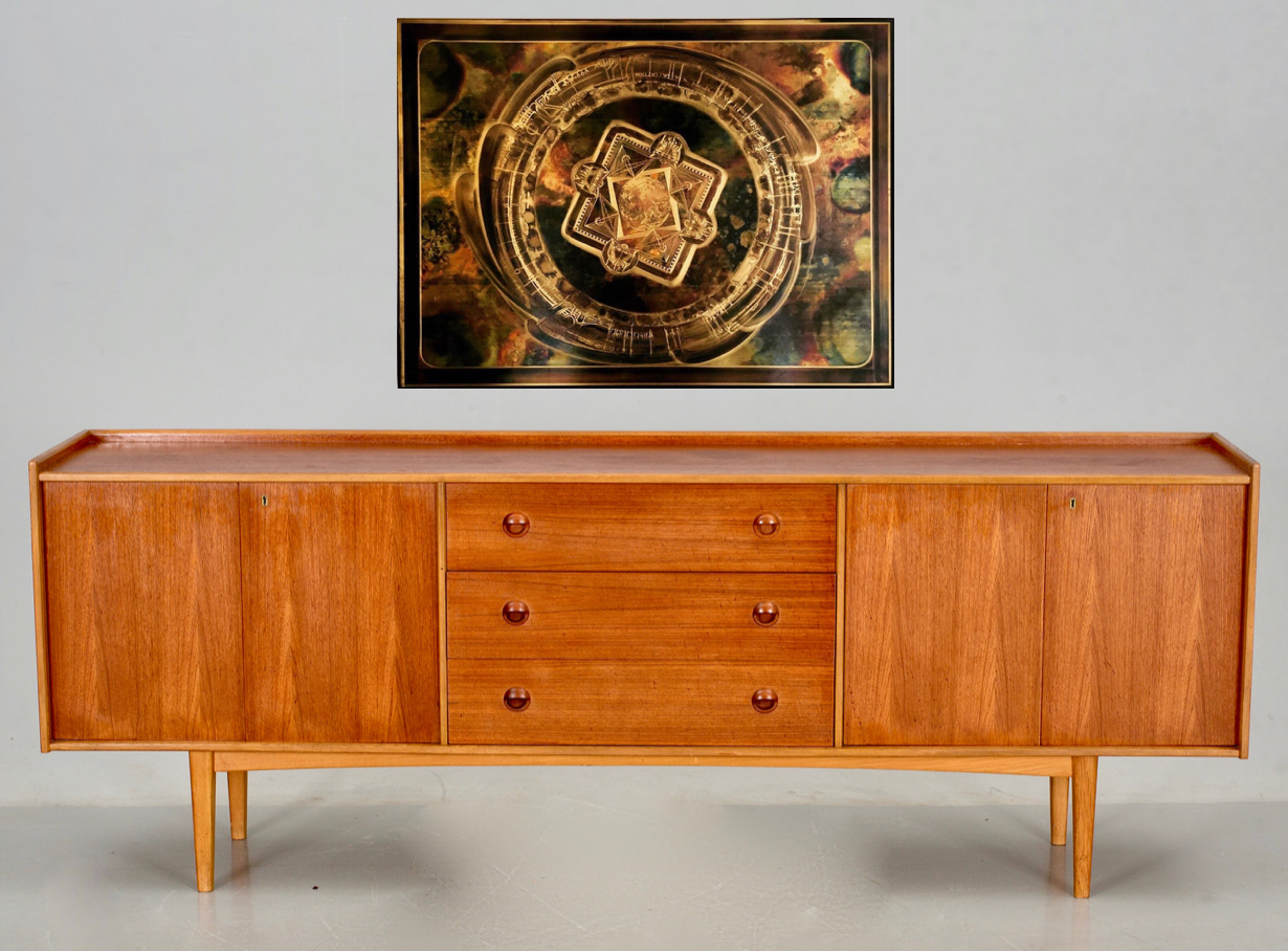 STATEMENT PIECE- UNIQUE ACID ETCHED & OXIDIZED METAL FRAMED MCM WALL ART by BERNHARD ROHNE VANCOUVER CANADA