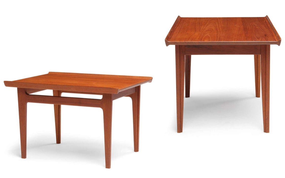 RARE SET OF 2 FINN JUHL for FRANCE & SONS 'DIPLOMAT' SERIES PAIR TEAK SIDE TABLES