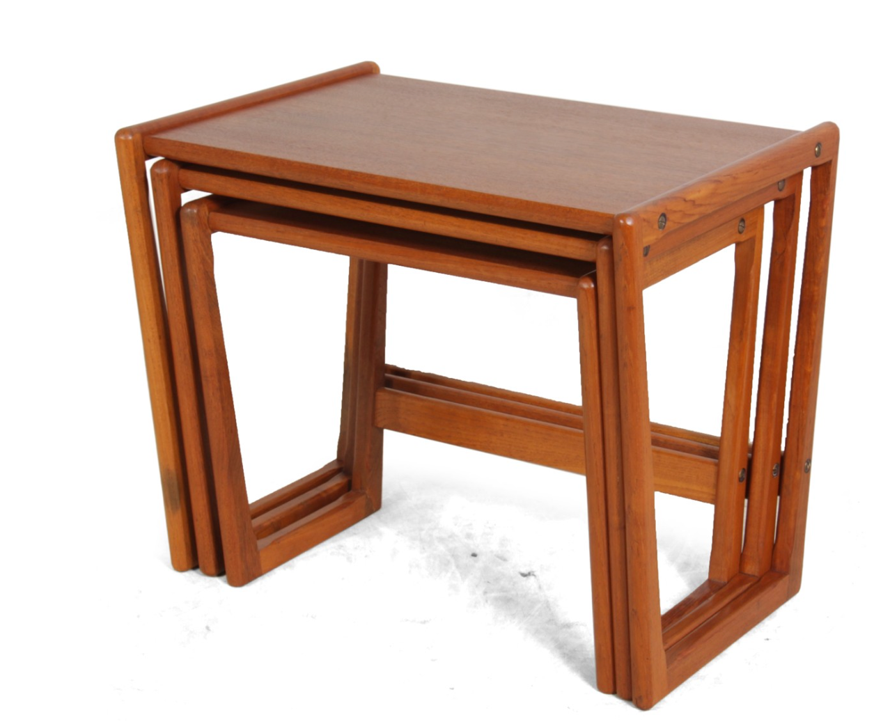 SCULPTURAL 'KUBUS' RANGE SET of 3 TEAK NESTING TABLES by GEORG JENSEN for TONDER MOBELVAERK