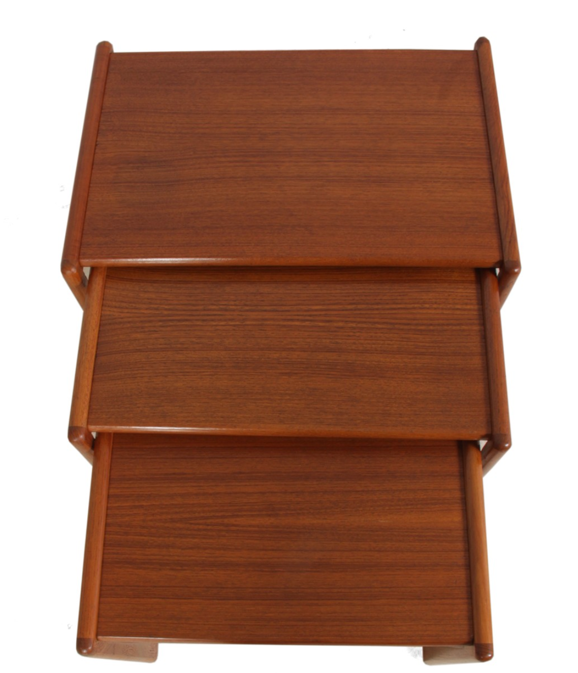 SCULPTURAL 'KUBUS' RANGE SET of 3 TEAK NESTING TABLES by GEORG JENSEN for TONDER MOBELVAERK