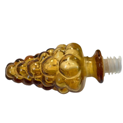 1970s ITALIAN EMPOLI AMBER GRAPE BUBBLE GENIE BOTTLE w/ STOPPER
