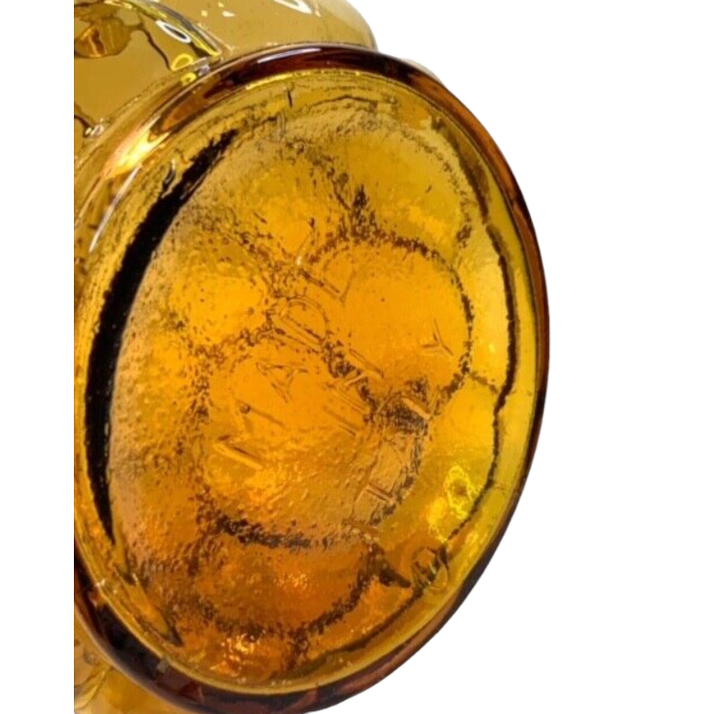 1970s ITALIAN EMPOLI AMBER GRAPE BUBBLE GENIE BOTTLE w/ STOPPER