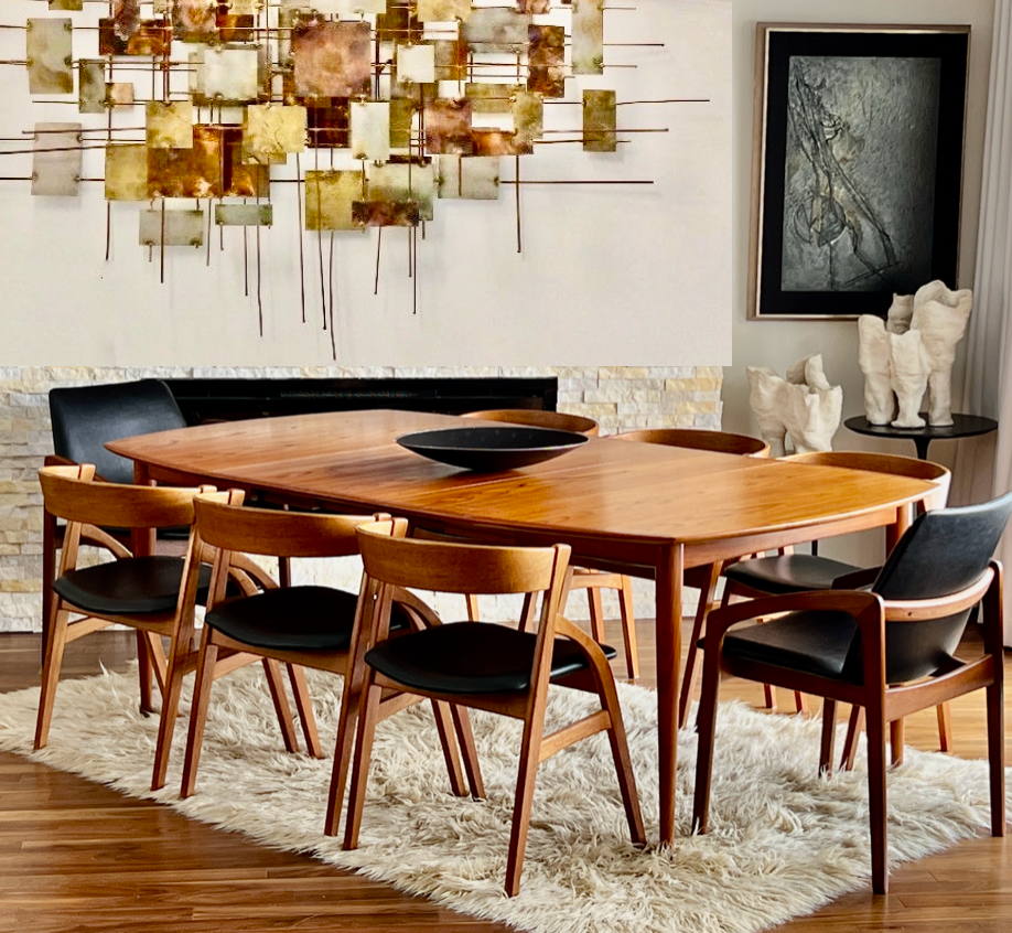 VERY RARE SOLID TEAK SET of 12 DINING CHAIRS by DYRLUND DENMARK PROFESSIONALLY REUPHOLSTERED