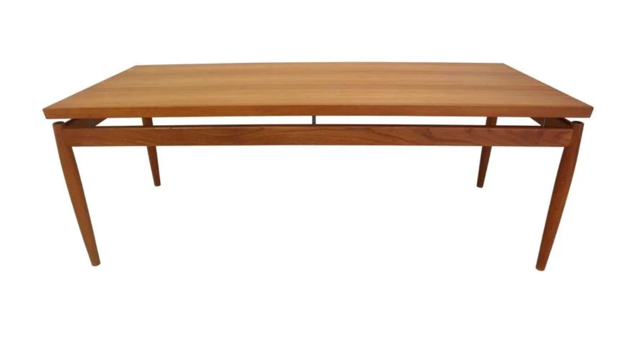 GRETE JALK for FRANCE & SON 'SAVOY SERIES' FLOATING TOP TEAK COFFEE TABLE