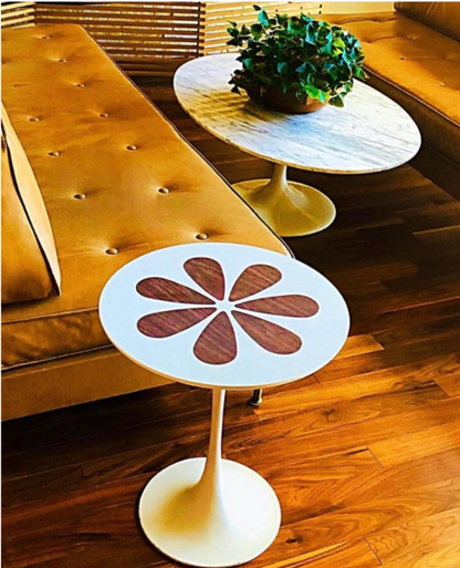 RARE PAIR BURKE TULIP SIDE TABLES
