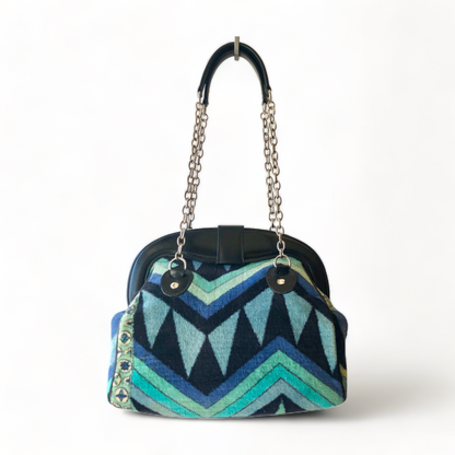 RESTORED 'EMILIO PUCCI BAG by JANA' VELVET & LEATHER TOP HANDLE HANDBAG PURSE