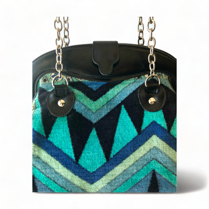 RESTORED 'EMILIO PUCCI BAG by JANA' VELVET & LEATHER TOP HANDLE HANDBAG PURSE