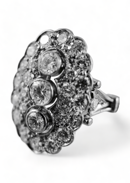 SUSPENDED WHILE SEEK UPDATED APPRAISAL on the PRECIOUS METALS/INQUIRE WITH INTEREST/  ART DECO PLATINUM & 18K WHITE GOLD DIAMOND RING, SIZE 8 SOLD w/ APPRAISAL