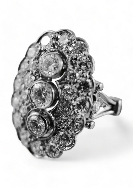 SUSPENDED WHILE SEEK UPDATED APPRAISAL on the PRECIOUS METALS/INQUIRE WITH INTEREST/  ART DECO PLATINUM & 18K WHITE GOLD DIAMOND RING, SIZE 8 SOLD w/ APPRAISAL