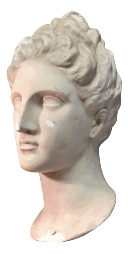 ITALIAN CLASSICAL PLASTER BUST STATUE ON WOODEN PLINTH