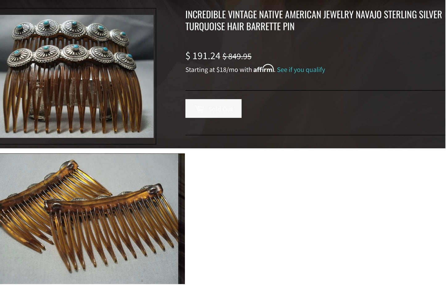 VINTAGE SILVER, TURQUOISE EMBELLISHED HAIR COMB JEWELRY
