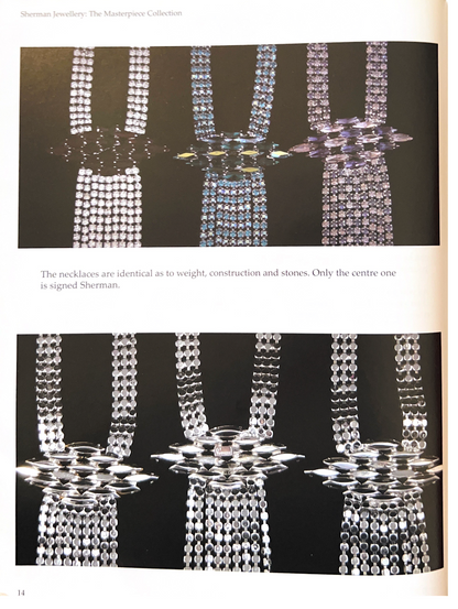 BOOK PIECE UNSIGNED SHERMAN CLEAR SWAROVSKI CRYSTAL RHINESTONE UNIQUE NECKLACE