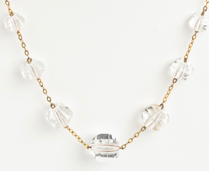 MINIMALIST & ELEGANT GRADUATED CLASSIC CUT CRYSTAL GOLDTONE CHAIN NECKLACE