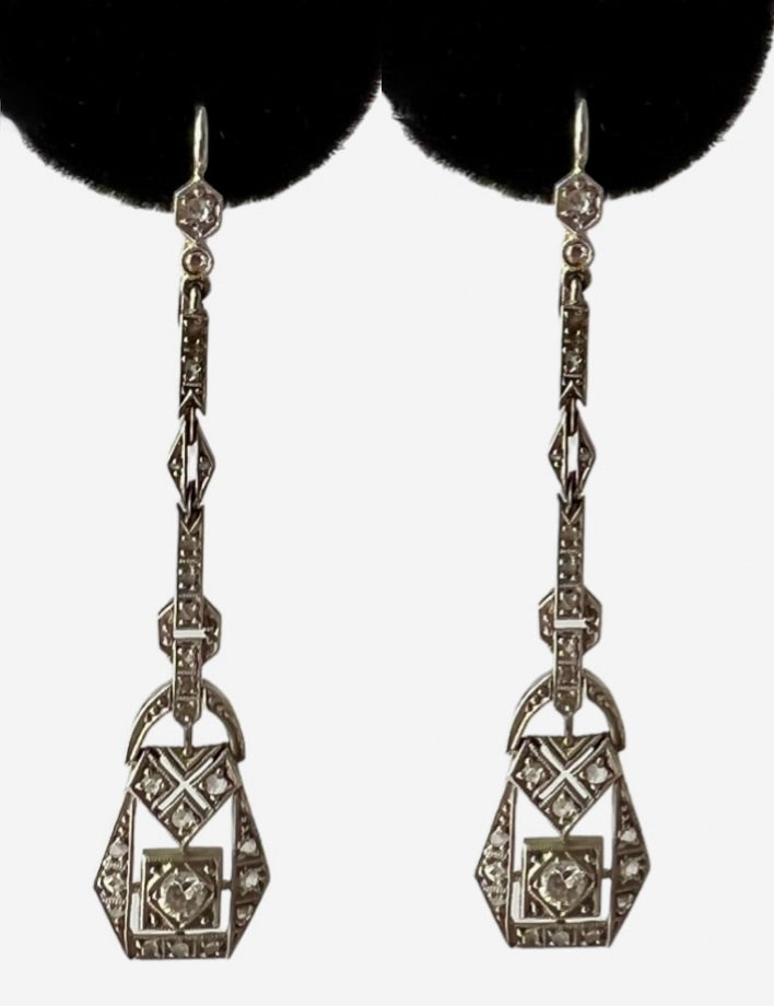 SUSPENDED WHILE SEEK UPDATED APPRAISAL on the PRECIOUS METALS/INQUIRE WITH INTEREST/ PLATINUM DIAMOND DANGLE EXQUISITE WEDDING SPECIAL OCCASION EARRINGS