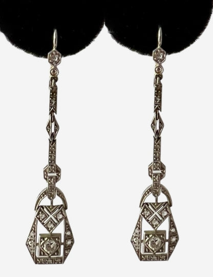 SUSPENDED WHILE SEEK UPDATED APPRAISAL on the PRECIOUS METALS/INQUIRE WITH INTEREST/ PLATINUM DIAMOND DANGLE EXQUISITE WEDDING SPECIAL OCCASION EARRINGS