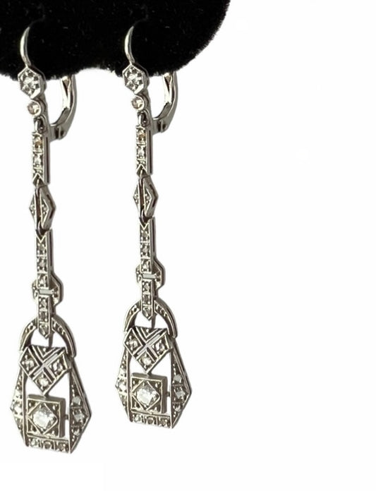 SUSPENDED WHILE SEEK UPDATED APPRAISAL on the PRECIOUS METALS/INQUIRE WITH INTEREST/ PLATINUM DIAMOND DANGLE EXQUISITE WEDDING SPECIAL OCCASION EARRINGS