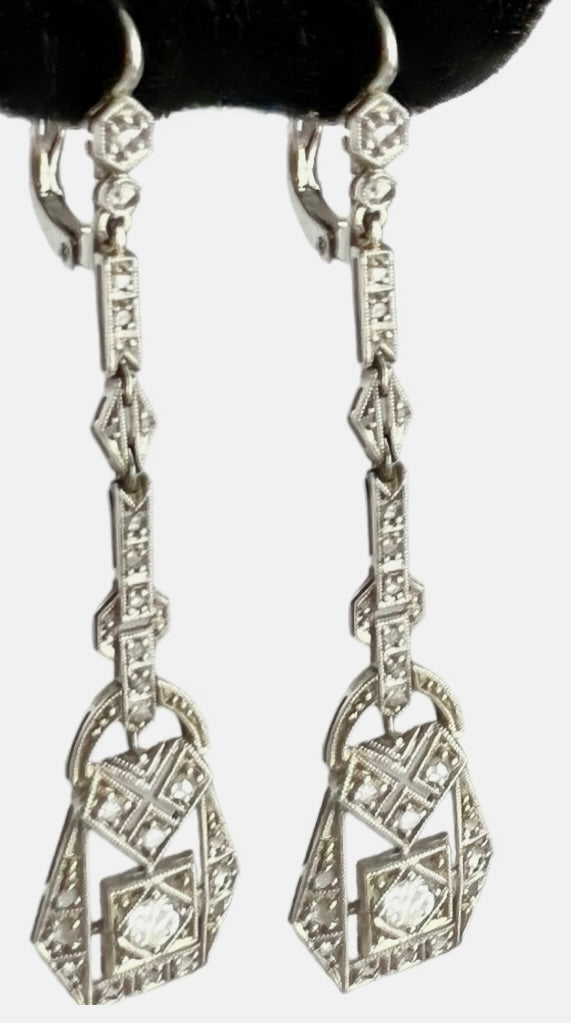 SUSPENDED WHILE SEEK UPDATED APPRAISAL on the PRECIOUS METALS/INQUIRE WITH INTEREST/ PLATINUM DIAMOND DANGLE EXQUISITE WEDDING SPECIAL OCCASION EARRINGS