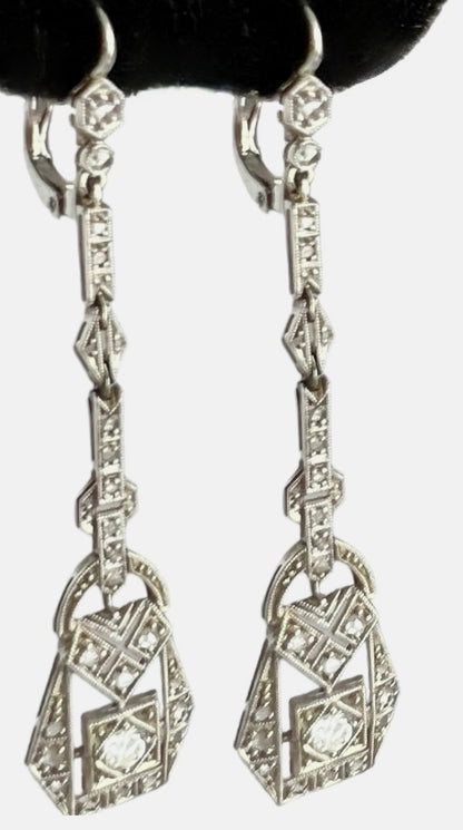 SUSPENDED WHILE SEEK UPDATED APPRAISAL on the PRECIOUS METALS/INQUIRE WITH INTEREST/ PLATINUM DIAMOND DANGLE EXQUISITE WEDDING SPECIAL OCCASION EARRINGS
