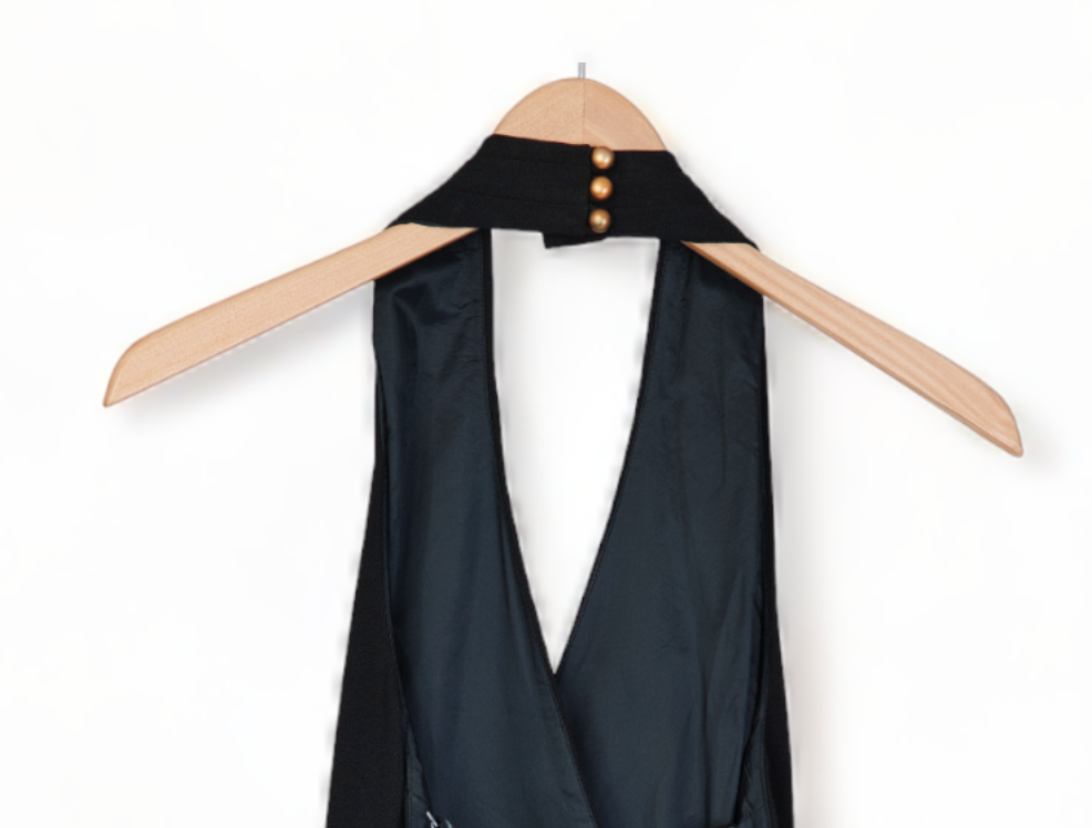 NEW OLD STOCK VINTAGE/ 1980s/90s/2000s BLACK HALTER DRESS NEW WITH TAGS