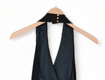 NEW OLD STOCK VINTAGE/ 1980s/90s/2000s BLACK HALTER DRESS NEW WITH TAGS