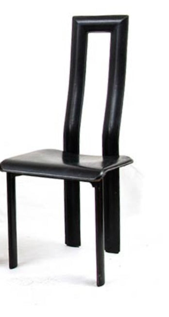 RARE POSTMODERN ITALIAN DESIGN by ANTONELLO MOSCA for YCAMI SET of 6 QUALITY BLACK LEATHER SCULPTURAL DINING CHAIRS