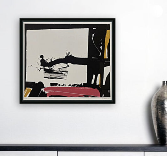 LARGE SIGNED by ARTIST JOHN HULTBERG FRAMED SILKSCREEN ABSTRACT EXPRESSIONIST  1977