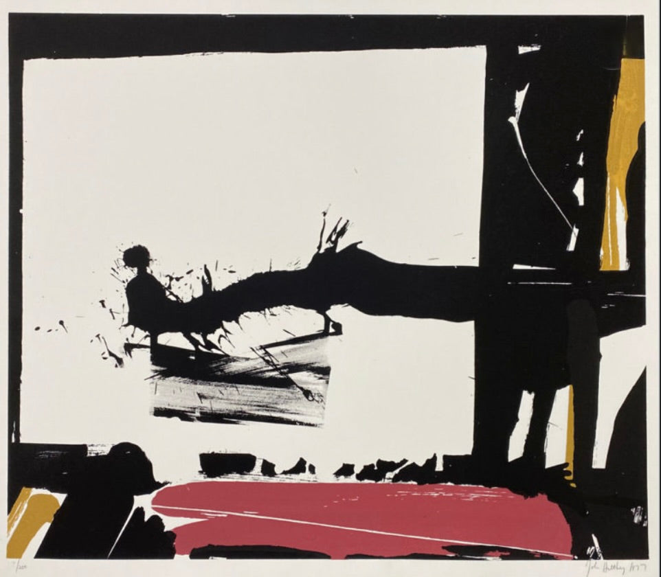 LARGE SIGNED by ARTIST JOHN HULTBERG FRAMED SILKSCREEN ABSTRACT EXPRESSIONIST  1977