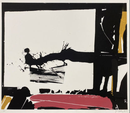 LARGE SIGNED by ARTIST JOHN HULTBERG FRAMED SILKSCREEN ABSTRACT EXPRESSIONIST  1977