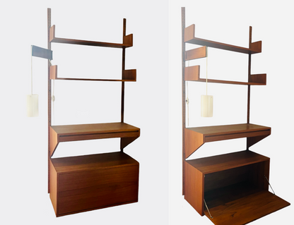 REFF MODULAR TEAK WALL SYSTEM SINGLE BAY WITH STORAGE and SHELVING