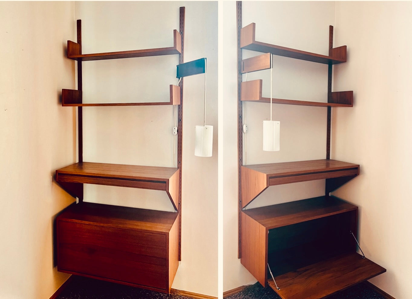 REFF MODULAR TEAK WALL SYSTEM SINGLE BAY WITH STORAGE and SHELVING