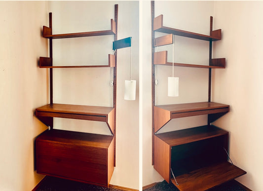 REFF MODULAR TEAK WALL SYSTEM SINGLE BAY WITH STORAGE and SHELVING