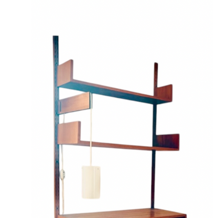 MID CENTURY MODERN CANADIAN DESIGN SINGLE BAY REFF MODULAR TEAK WALL SYSTEM w/ STORAGE. DISPLAY  and SHELVING