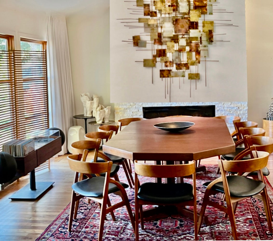 VERY RARE SOLID TEAK SET of 12 DINING CHAIRS by DYRLUND DENMARK PROFESSIONALLY REUPHOLSTERED