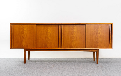 SCANDINAVIAN TEAK CREDENZA/BUFFET SERVER w/ SLIDING GLASS DOOR TOPPER