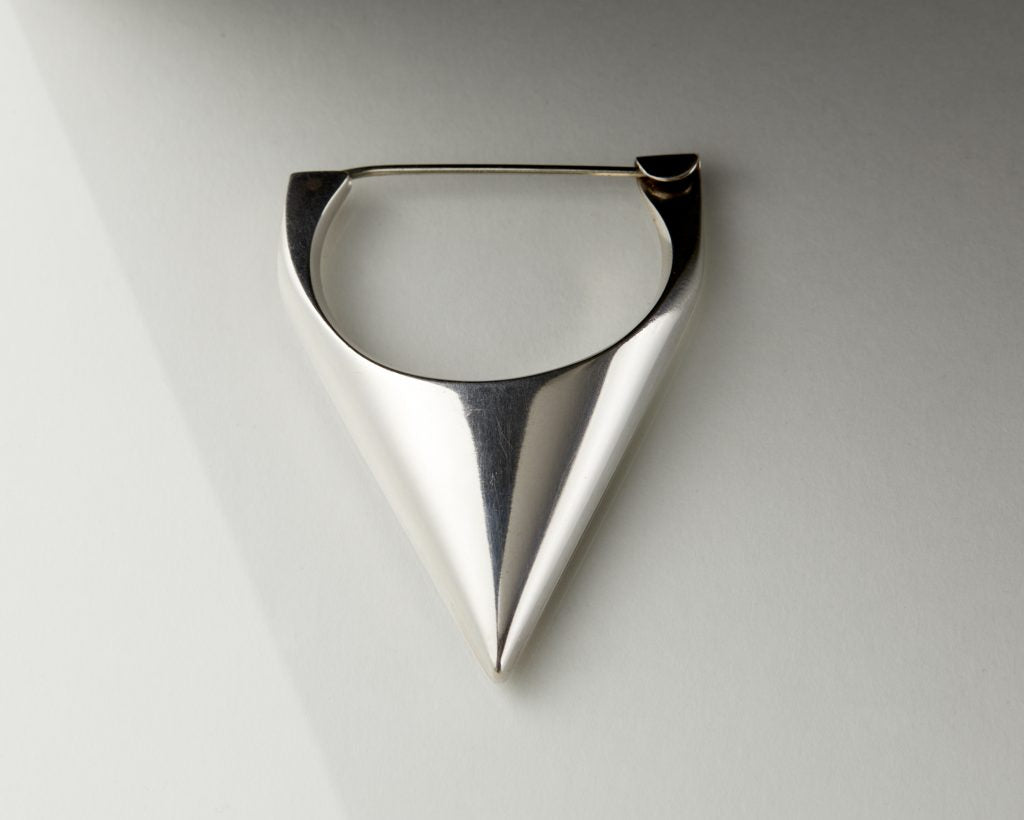 EARLY MODERNIST REMARKABLE STERLING SILVER NANNA & JORGEN DITZEL for GEORG JENSEN ARCHITECTURAL & GRAPHIC MINIMALIST BROOCH