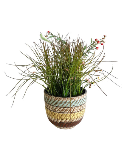 GERMANY CERAMIC WEAVE MOTIF EMBOSSED CERAMIC PLANT POT