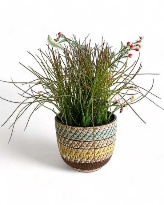 GERMANY CERAMIC WEAVE MOTIF EMBOSSED CERAMIC PLANT POT
