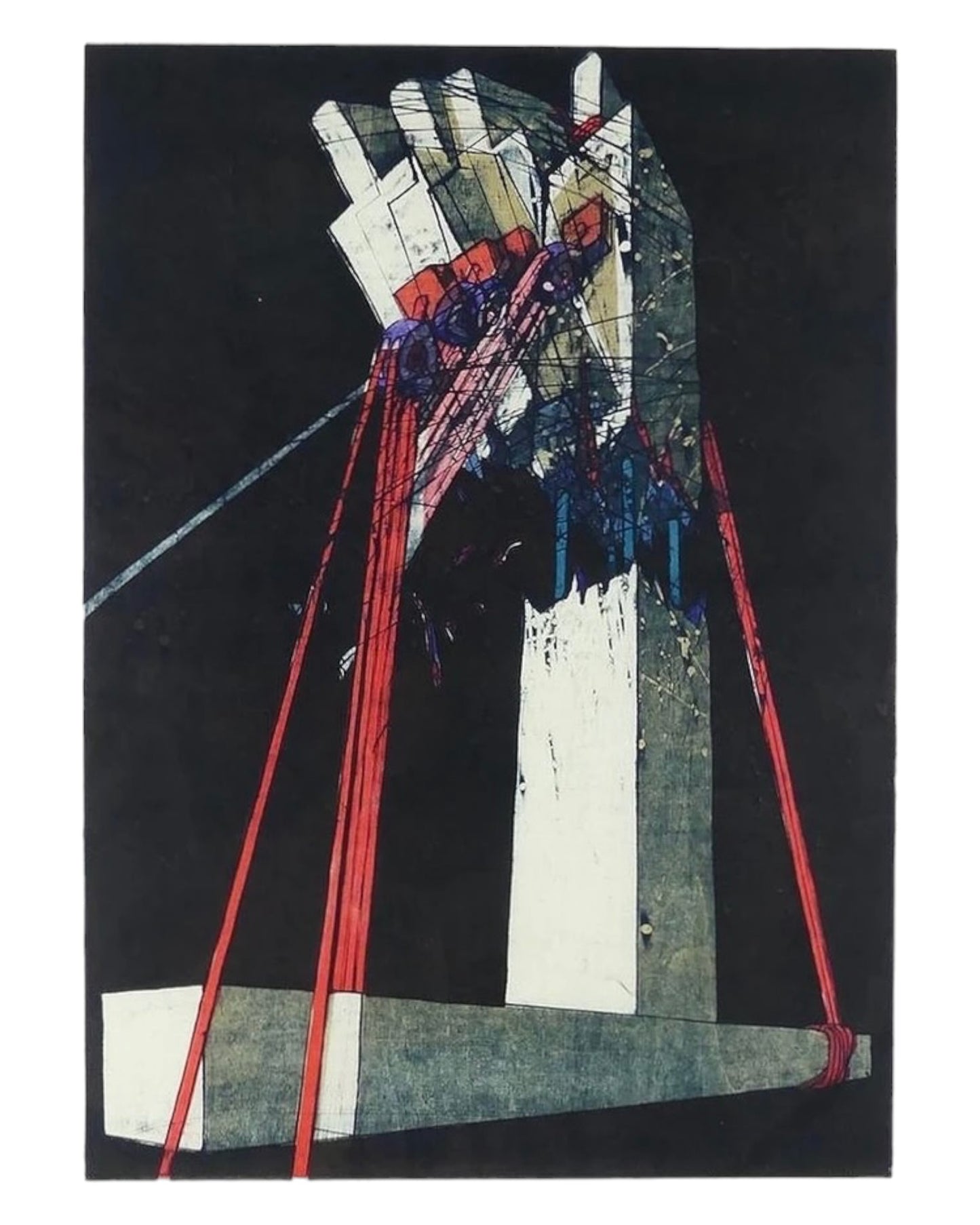 ARCHITECTURAL FUTURIST SEIKO KAWACHI WOODBLOCK PRINT/ '1984' / #26/50-JAPANESE ARTIST