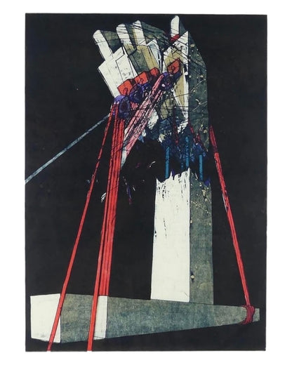 ARCHITECTURAL FUTURIST SEIKO KAWACHI WOODBLOCK PRINT/ '1984' / #26/50-JAPANESE ARTIST