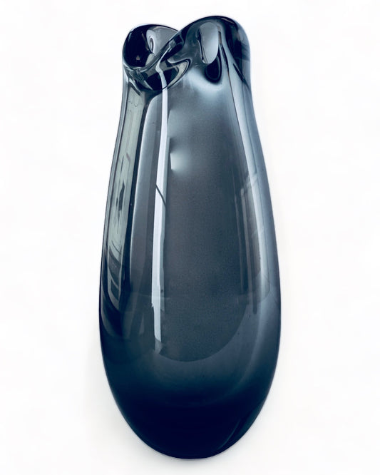PER LUTKEN for HOLMEGAARD DENMARK HEAVY SMOKY HANDBLOWN GLASS SCULPTURAL VASE