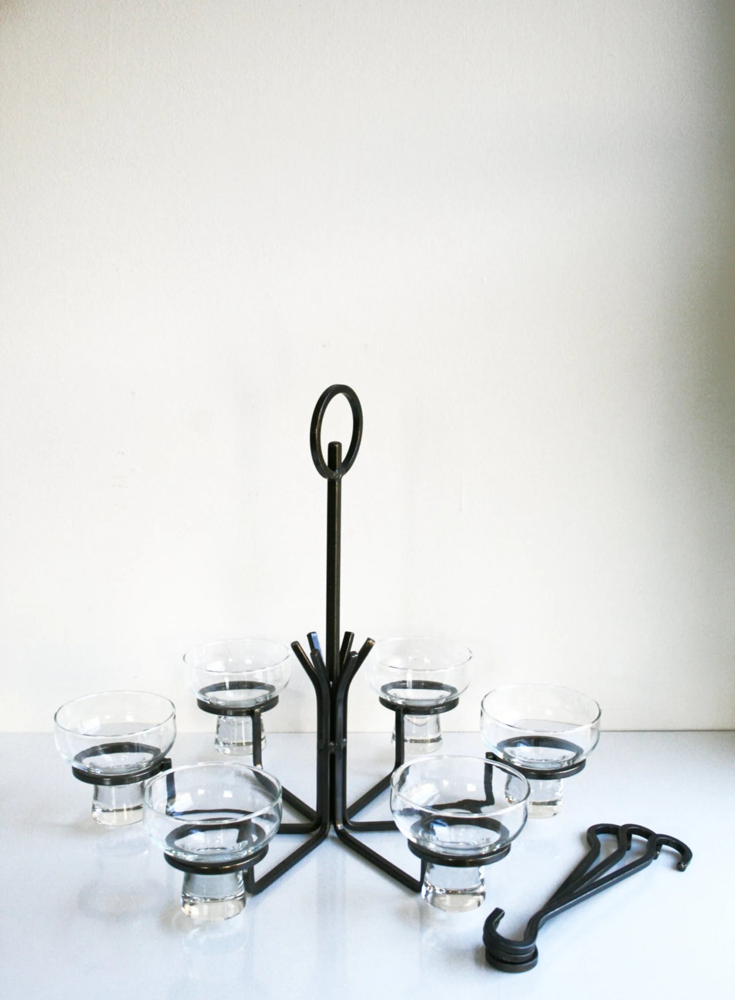 TRADITIONAL DANISH WROUGHT IRON CANDLE CHANDELIER