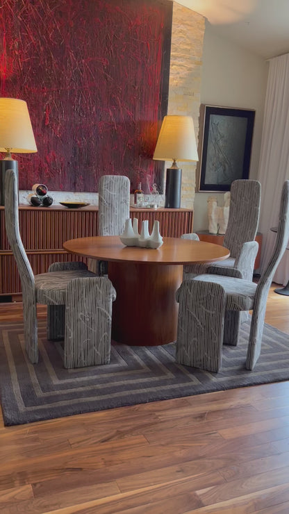 MODERNIST STYLE 'MEMPHIS' POST MODERN ERA SET OF 4 TALL BACK UPHOLSTERED DINING CHAIR