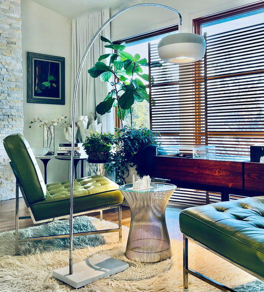 CHROME VINTAGE ARC LIGHT w/ NEW SHADE