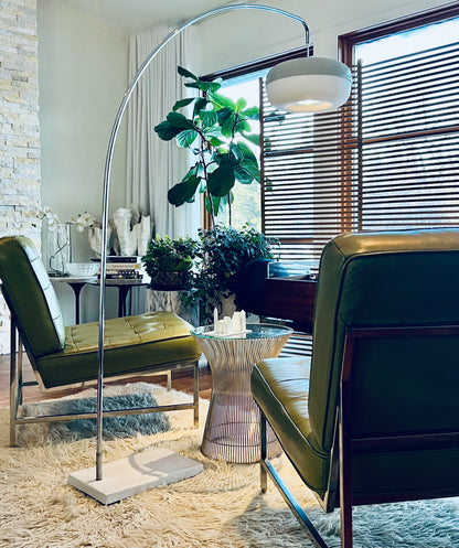 CHROME VINTAGE ARC LIGHT w/ NEW SHADE