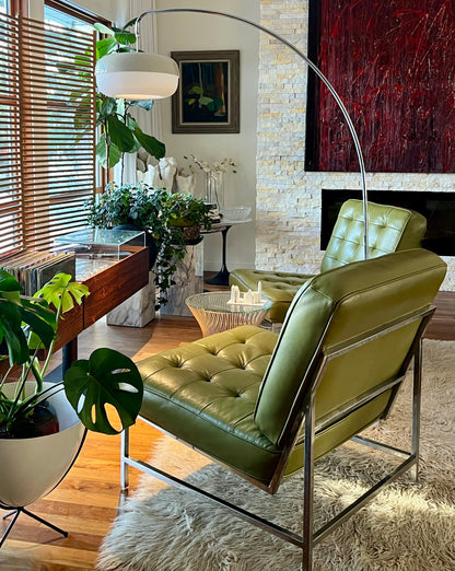 CHROME VINTAGE ARC LIGHT w/ NEW SHADE