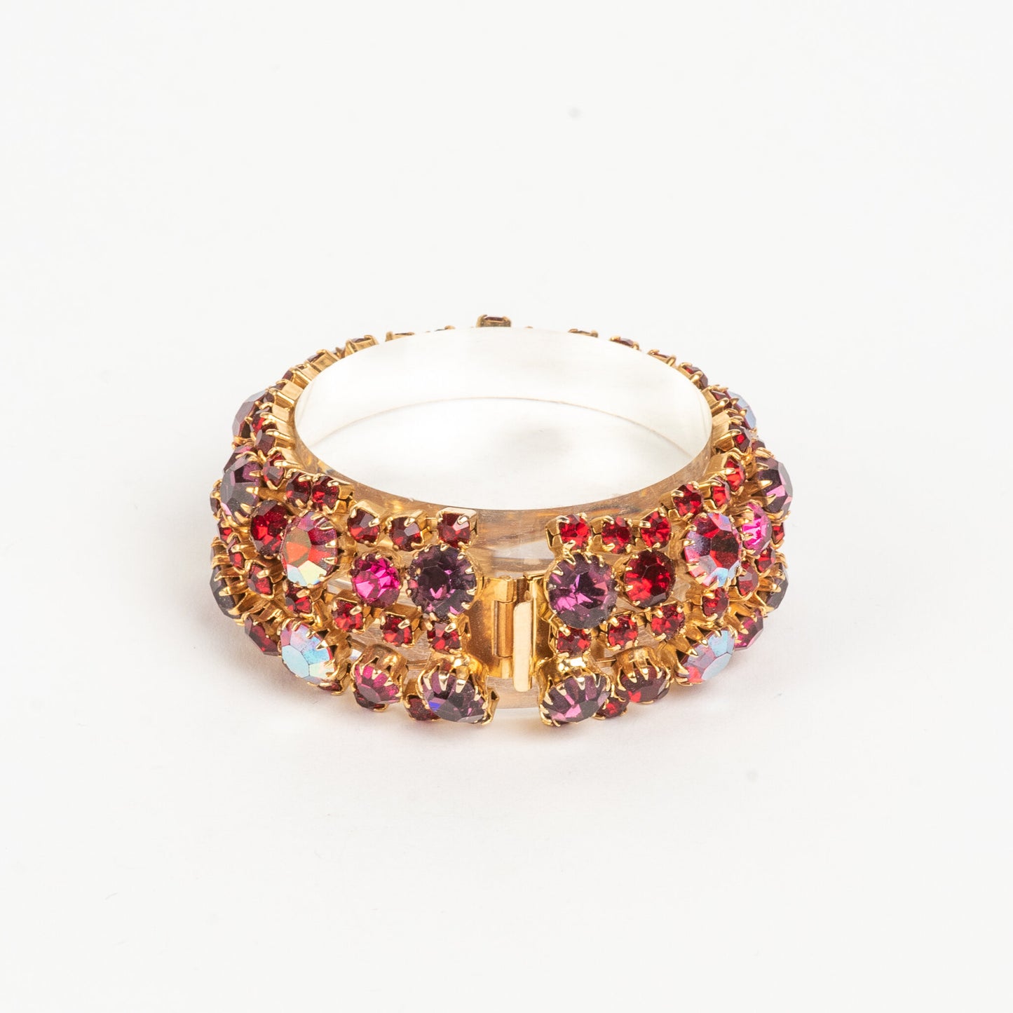 STUNNING VINTAGE KRAMER NY AURORA BOREALIS RHINESTONE GOLDTONE BIG BLING BRACELET