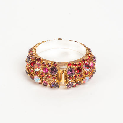 STUNNING VINTAGE KRAMER NY AURORA BOREALIS RHINESTONE GOLDTONE BIG BLING BRACELET