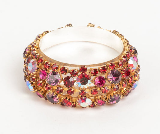 STUNNING VINTAGE KRAMER NY AURORA BOREALIS RHINESTONE GOLDTONE BIG BLING BRACELET