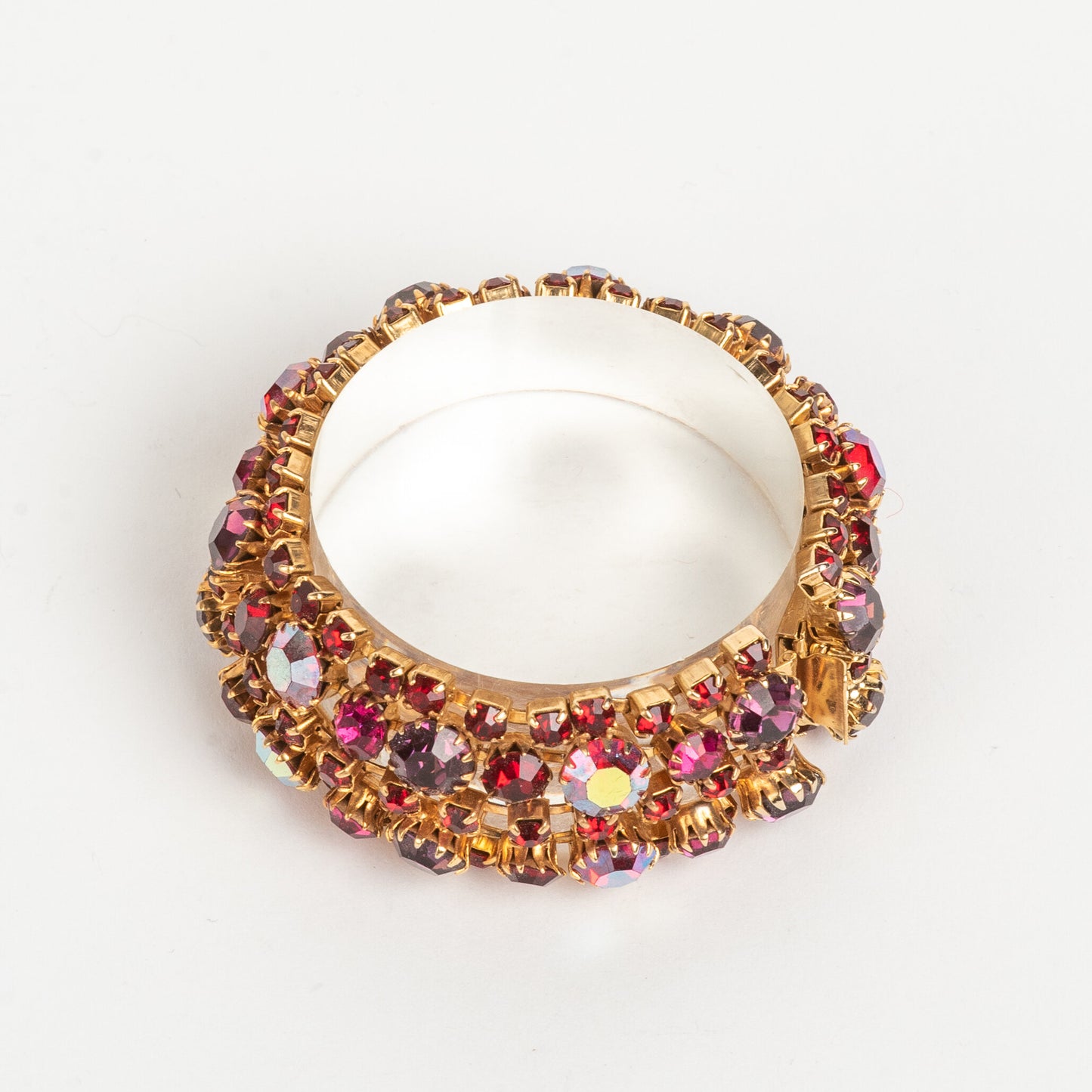 STUNNING VINTAGE KRAMER NY AURORA BOREALIS RHINESTONE GOLDTONE BIG BLING BRACELET